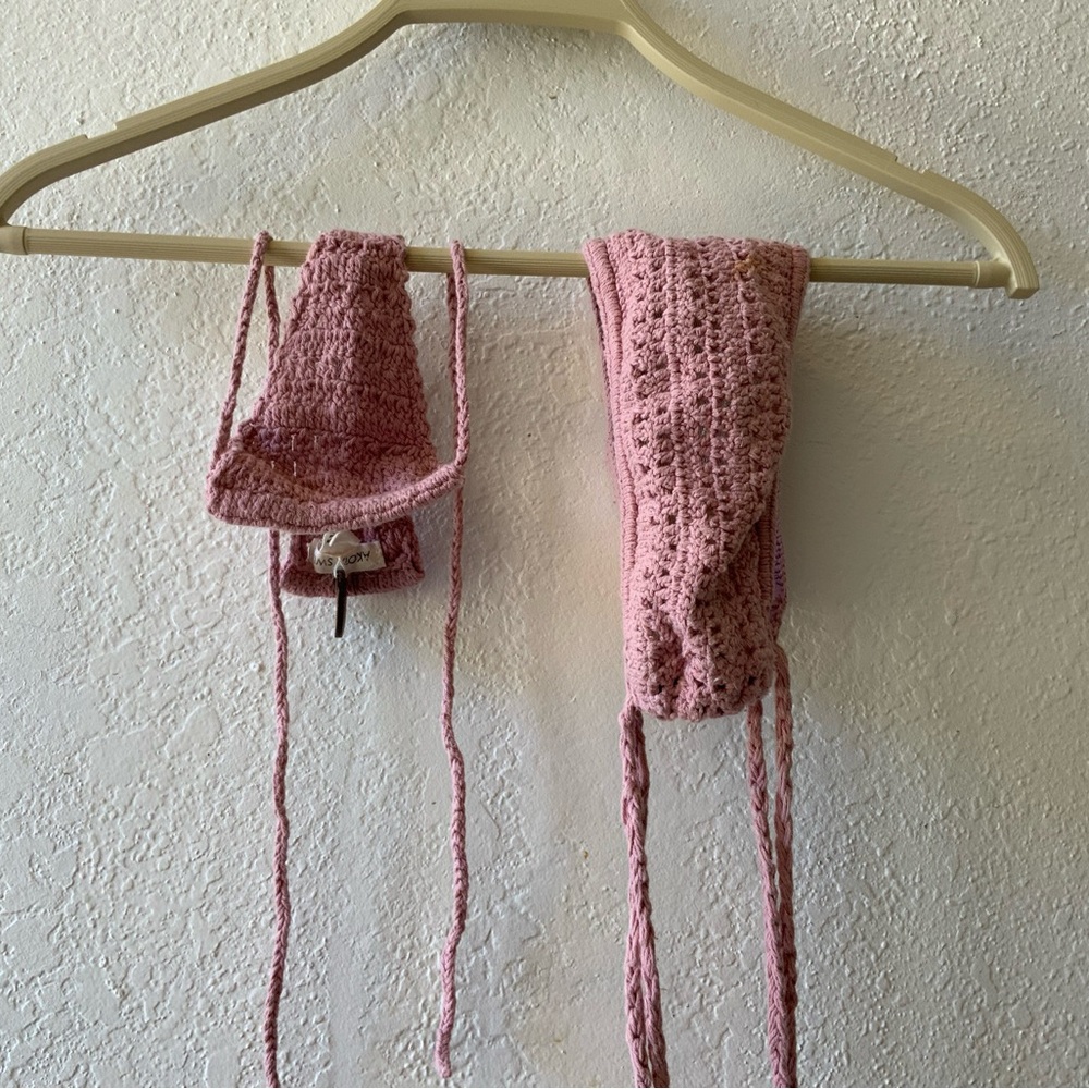 Pink Crochet Knit Top